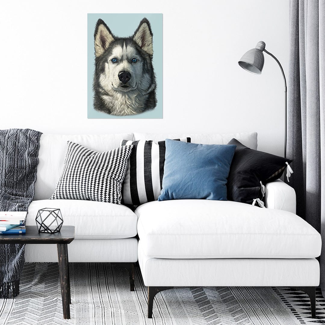 trophysmack husky portrait metal wall art showcasing a beautiful husky face