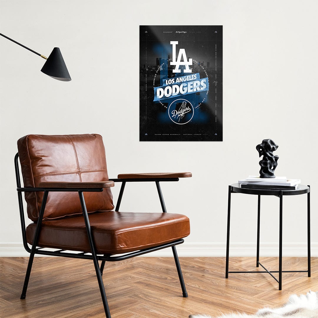 Los Angeles Dodgers City Skyline Stacked - MLB Metal Wall Art