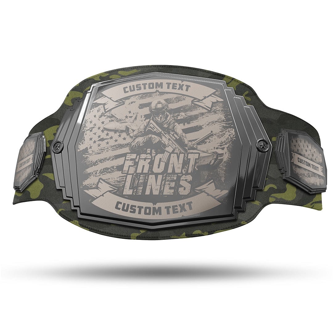 TrophySmack Military Engraved Championship Belt - Gunmetal Gray