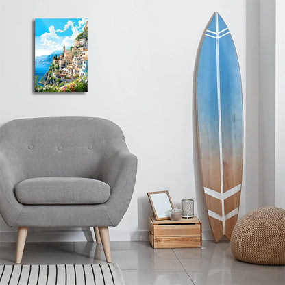 TrophySmack Mountainside Coastal City Landscape - Metal Wall Art