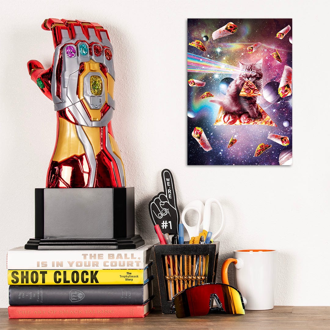 TrophySmack Outer Space Pizza Cat Rainbow Laser Taco Burrito - Metal Wall Art