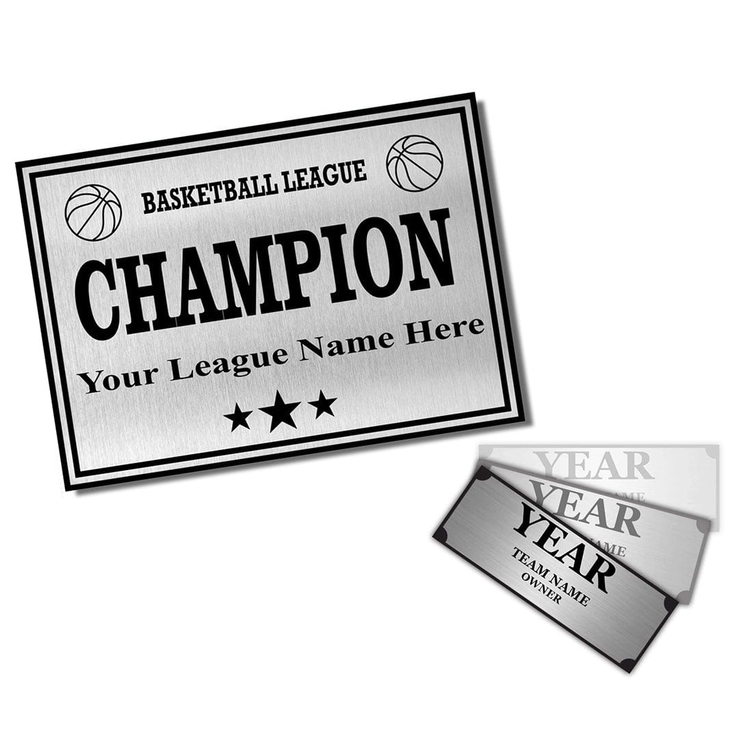 TrophySmack Perpetual Basketball Trophy Engravings - Square Base - Silver