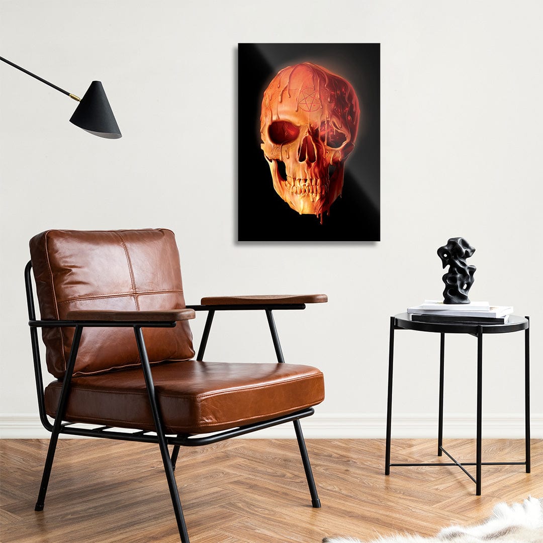 TrophySmack Red Wax Skull - Metal Wall Art
