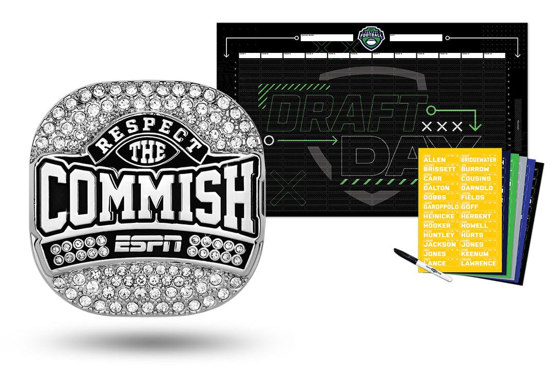 TrophySmack Respect the Commish Ring + 2024 ESPN Draft Board Kit