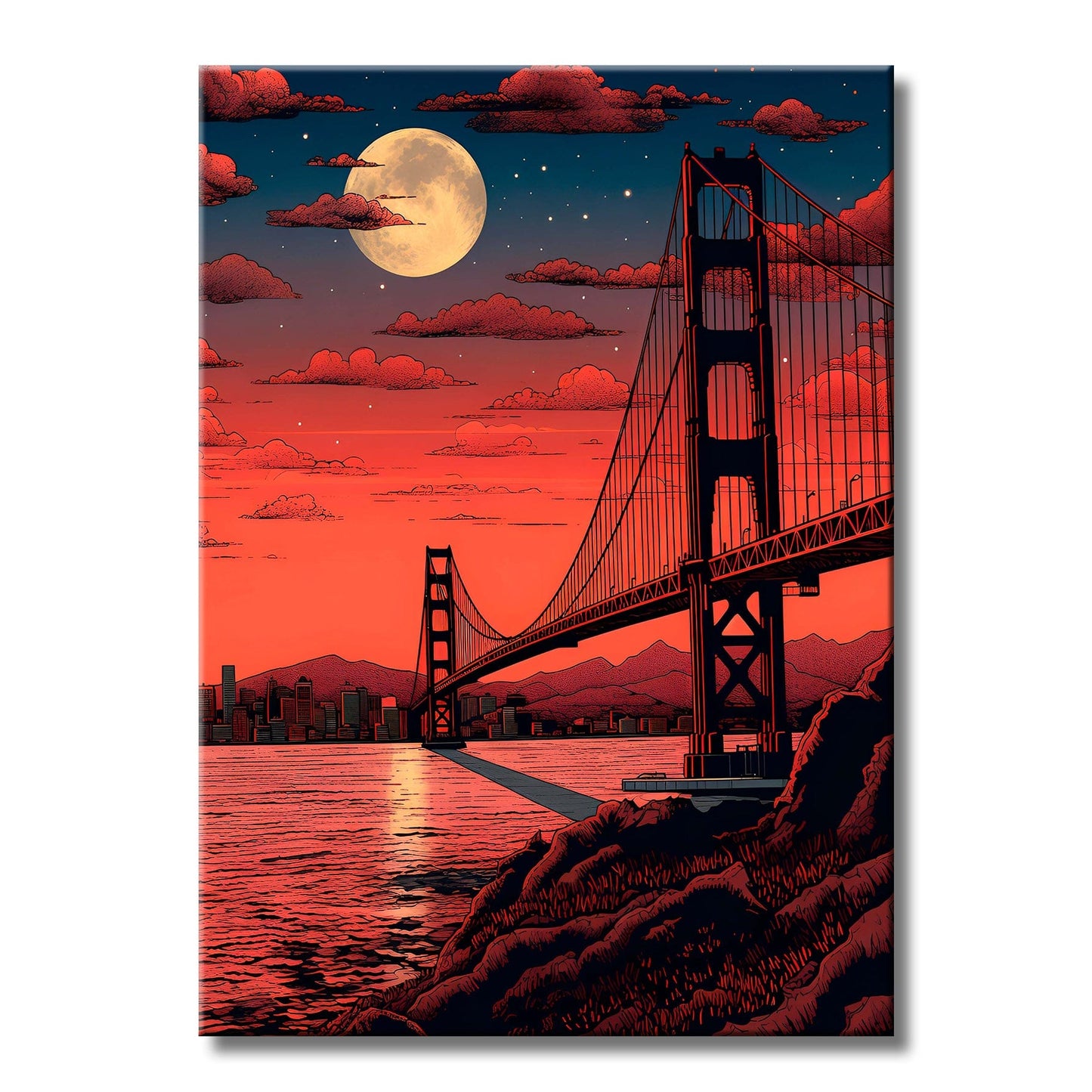 TrophySmack San Fransisco Golden Gate Moon - Metal Wall Art