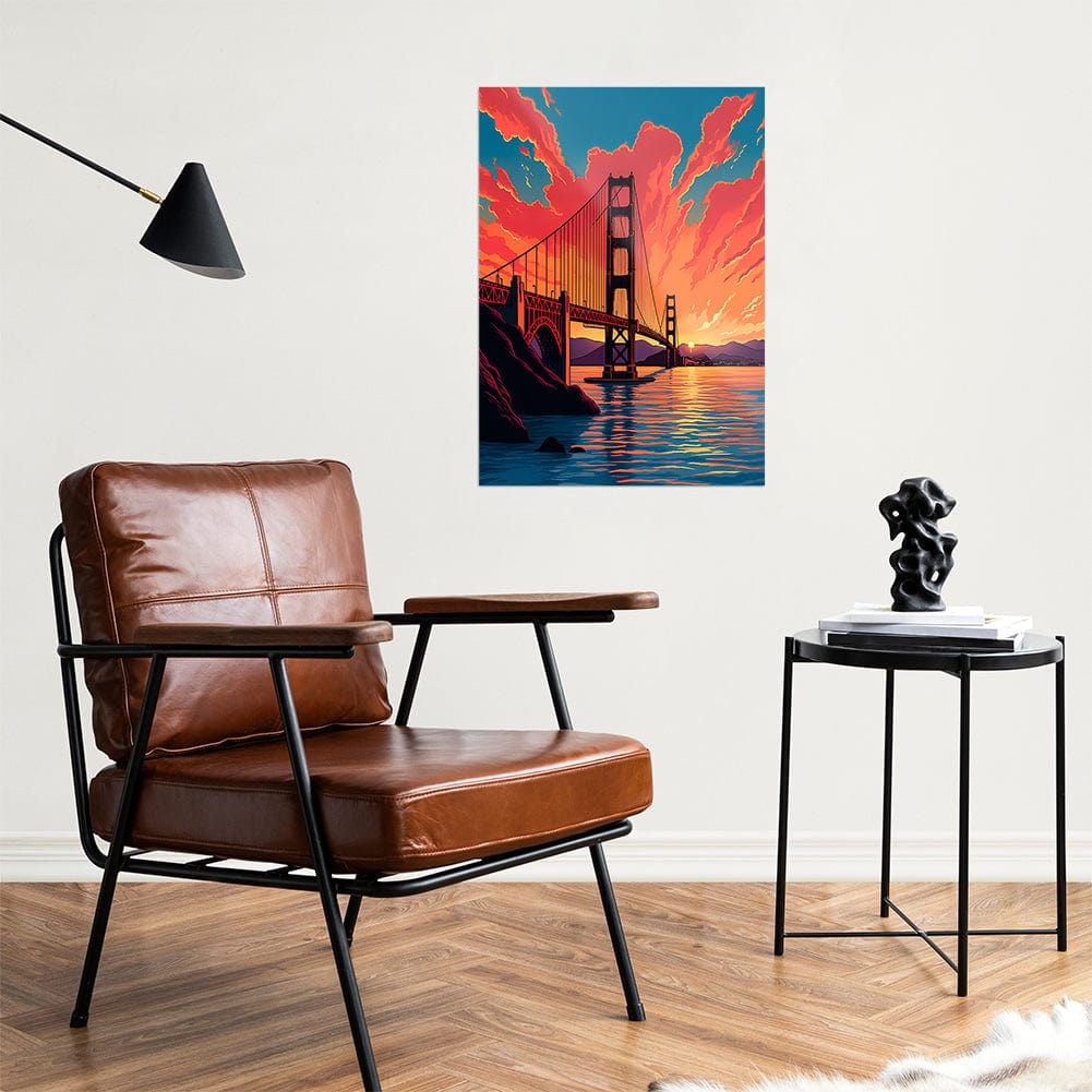 TrophySmack San Fransisco Golden Gate Sunset - Metal Wall Art