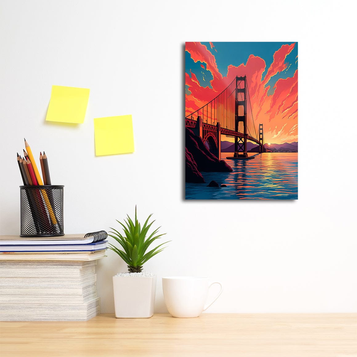 TrophySmack San Fransisco Golden Gate Sunset - Metal Wall Art