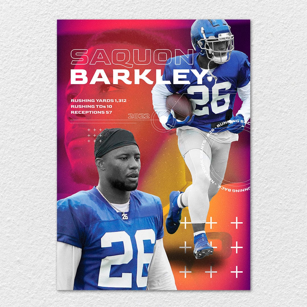 TrophySmack Saquon Barkley Stats Run - Metal Wall Art