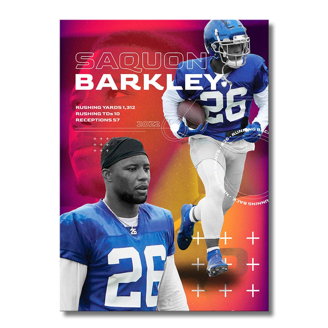 TrophySmack Saquon Barkley Stats Run - Metal Wall Art