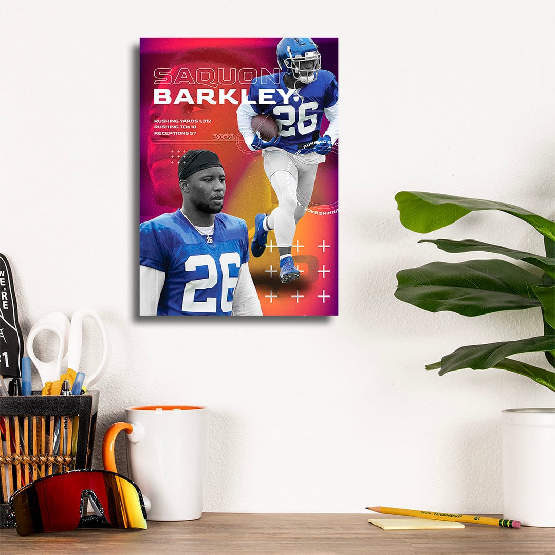 TrophySmack Saquon Barkley Stats Run - Metal Wall Art