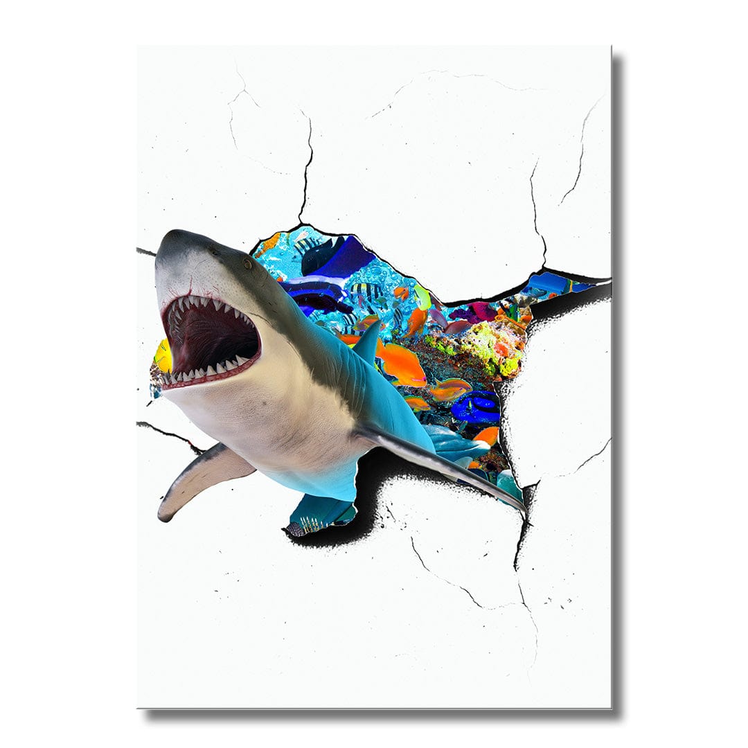 TrophySmack Shark Cracked Wall - Metal Wall Art