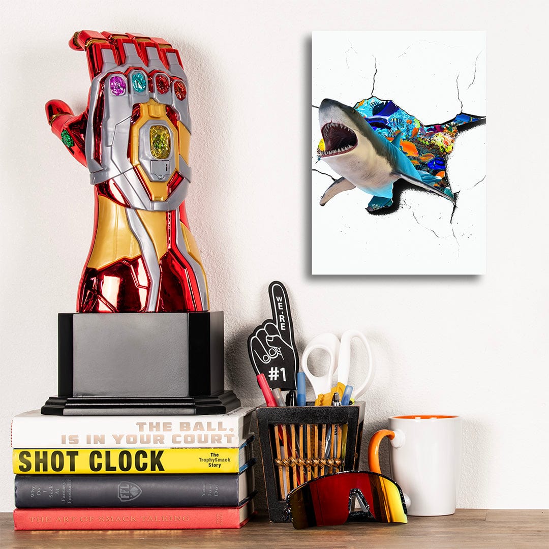 TrophySmack Shark Cracked Wall - Metal Wall Art