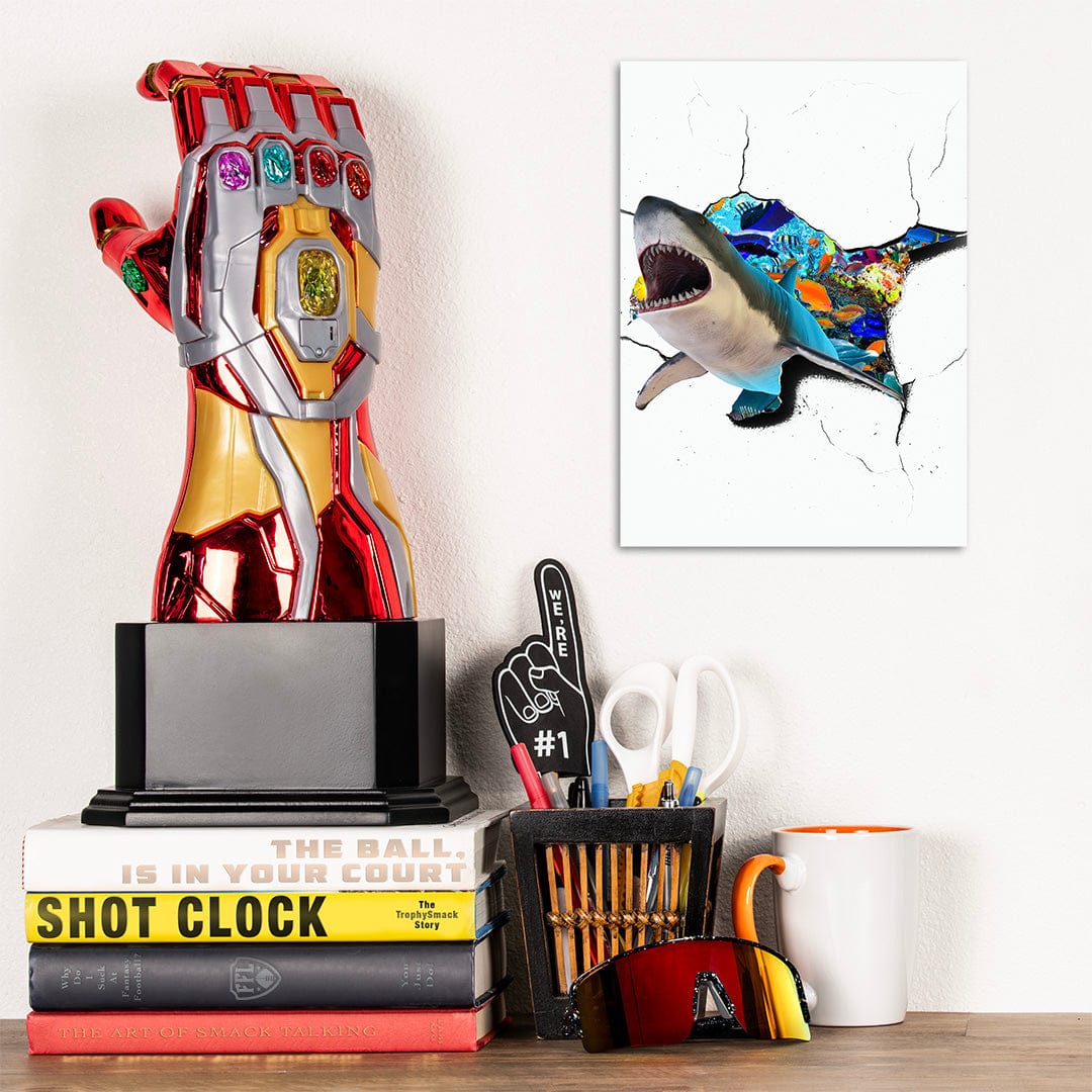 TrophySmack Shark Cracked Wall - Metal Wall Art