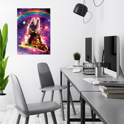 TrophySmack Space Cat Llama Sloth Riding Taco - Metal Wall Art