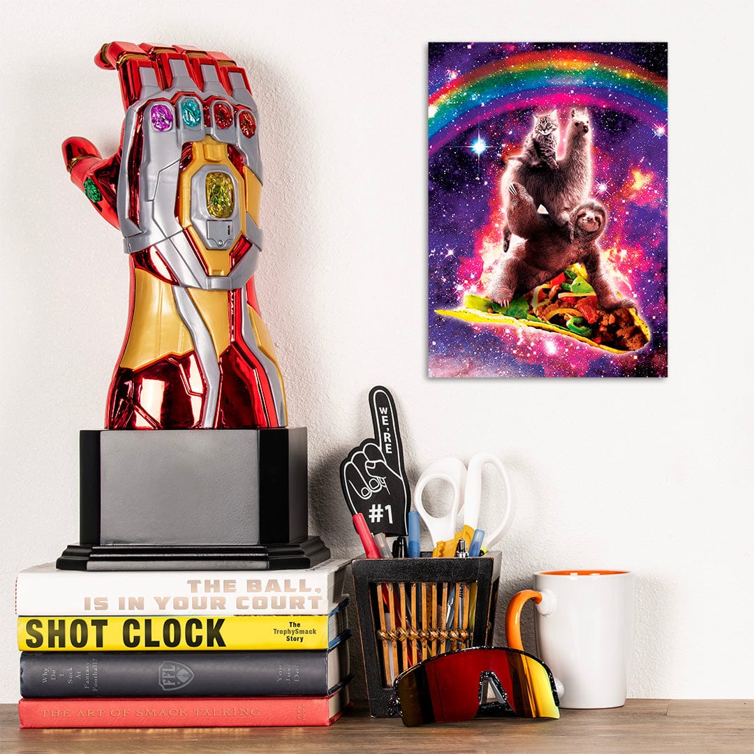 TrophySmack Space Cat Llama Sloth Riding Taco - Metal Wall Art