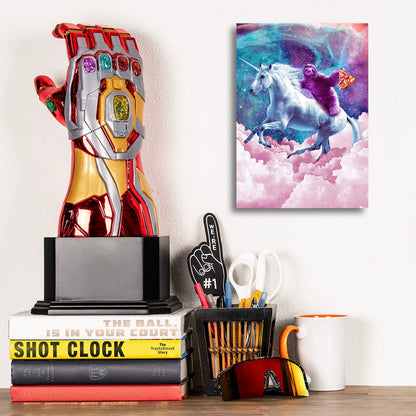 TrophySmack Space Sloth On Unicorn Sloth Pizza - Metal Wall Art