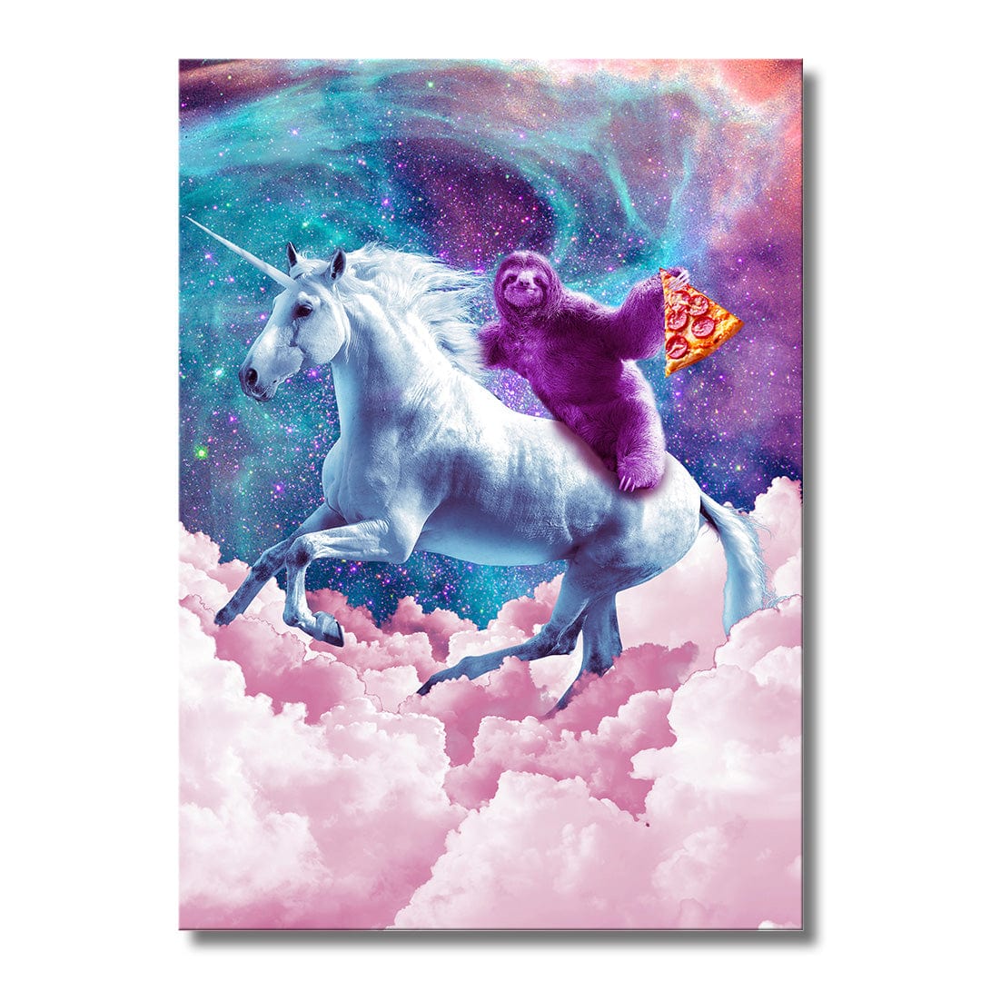 TrophySmack Space Sloth On Unicorn Sloth Pizza - Metal Wall Art