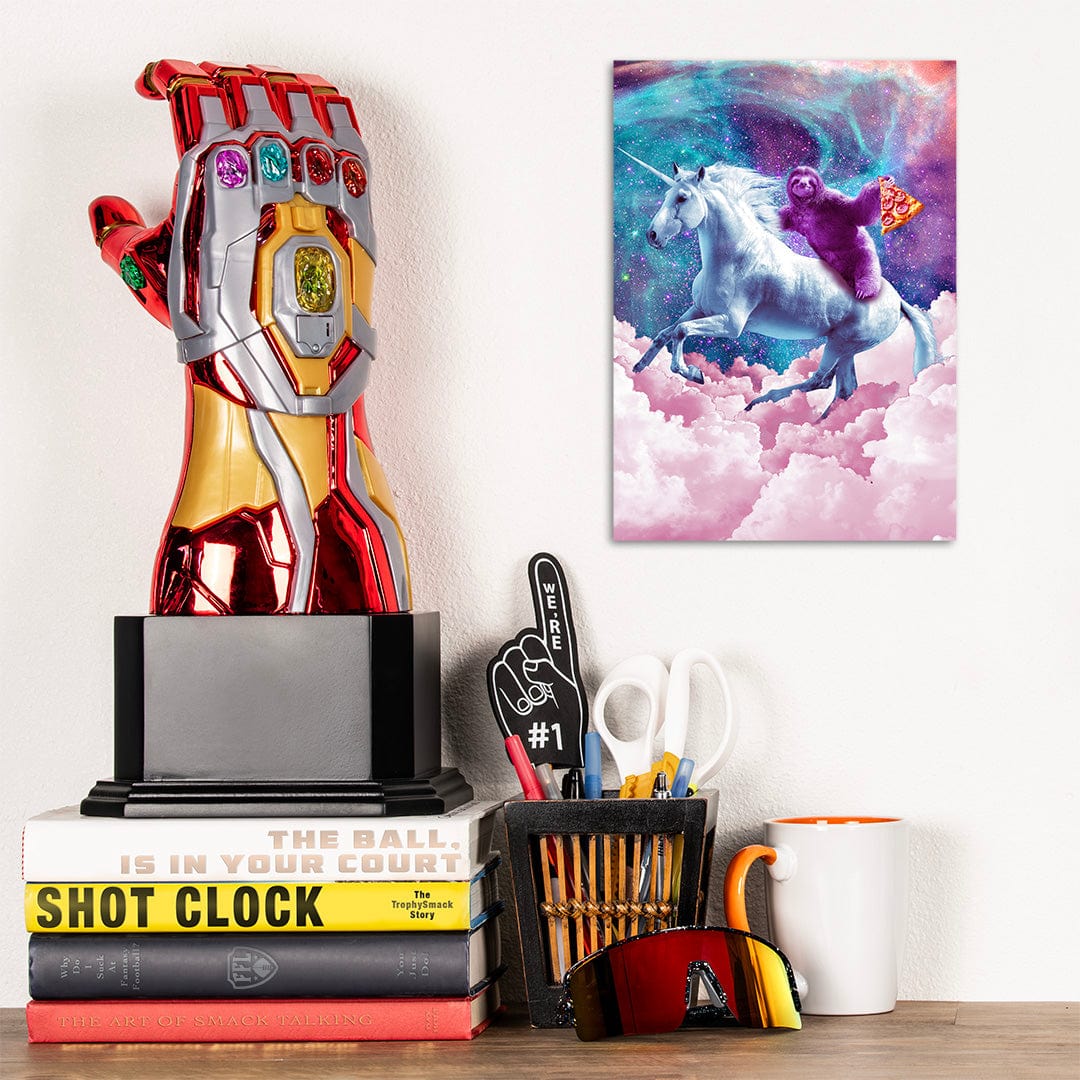 TrophySmack Space Sloth On Unicorn Sloth Pizza - Metal Wall Art