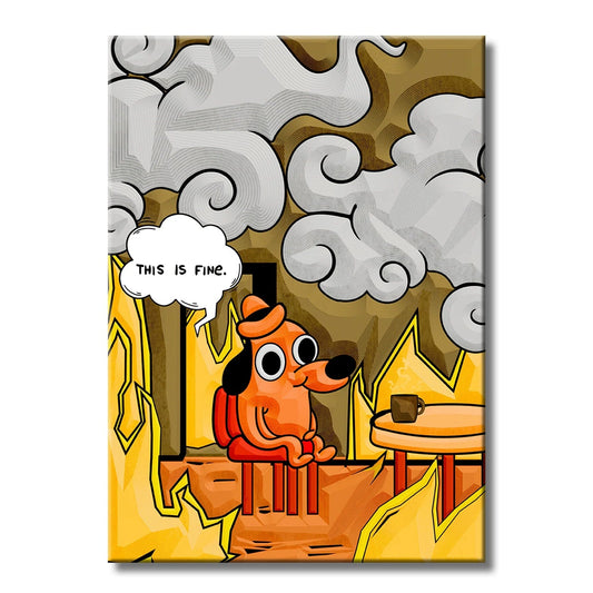 TrophySmack This Is Fine - Meme Metal Wall Art