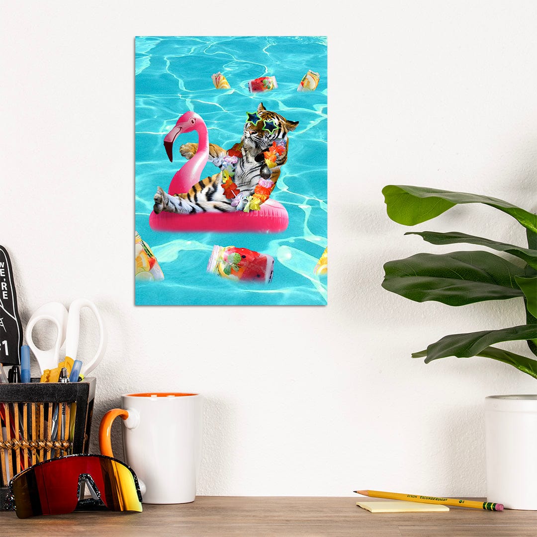 TrophySmack Tiger Flamingo Floatie - Metal Wall Art