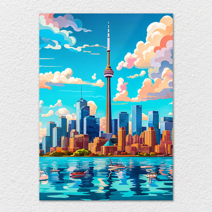 TrophySmack Toronto Canada Skyline Boats - Metal Wall Art