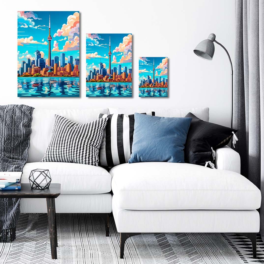 trophysmack toronto canada skyline boats metal wall art depicting Toronto's skyline with boats