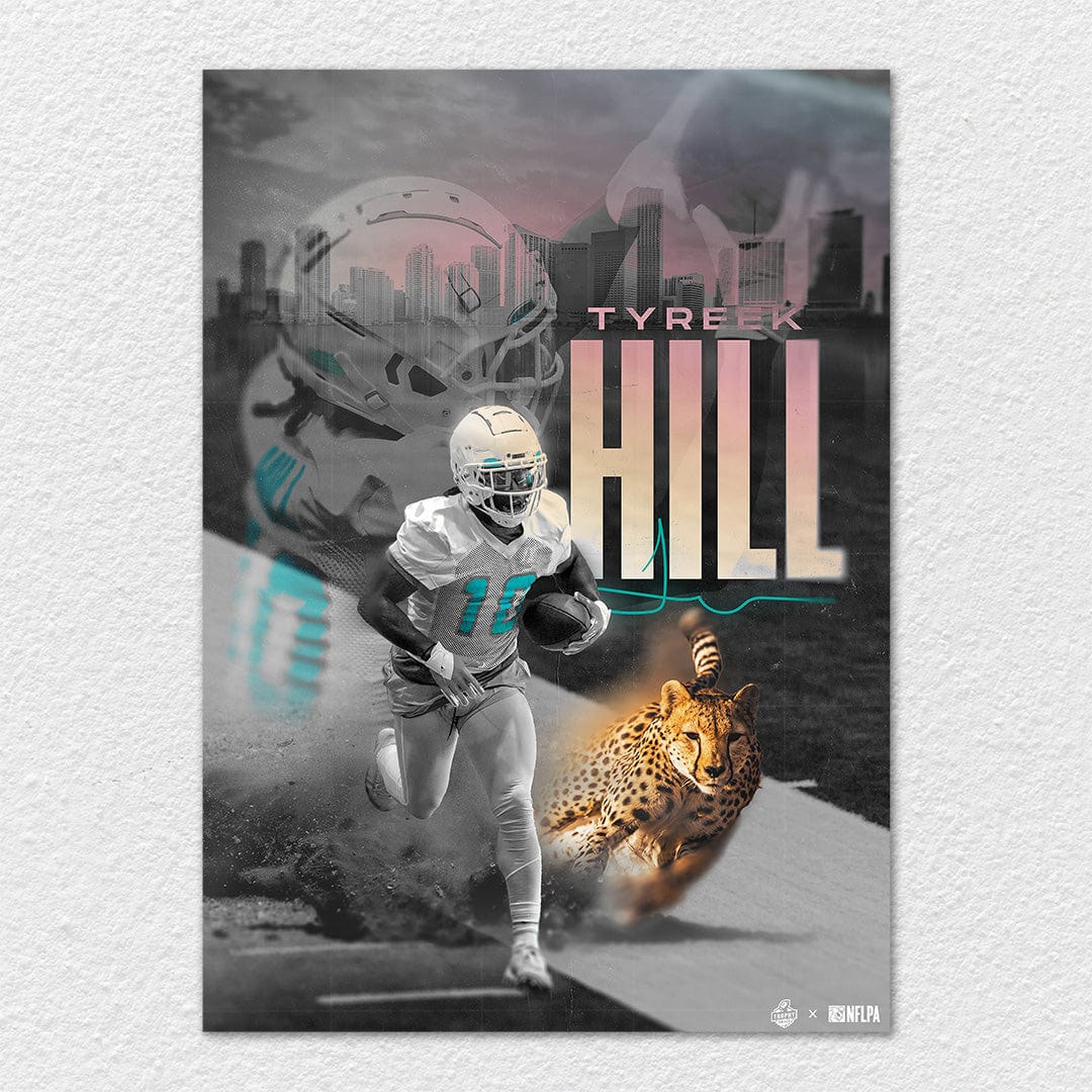 Tyreek Hill Cheetah Touchdown Run Metal Wall Art TrophySmack