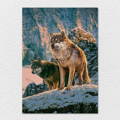 TrophySmack Wolf Couple in Sunset - Metal Wall Art